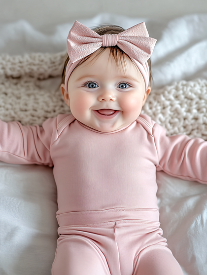Baby Girl Smiling In Pink Outfit