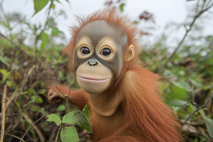 Baby Orangutan Close-Up