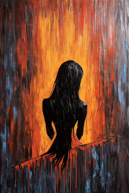 Back View Silhouette Woman Painting