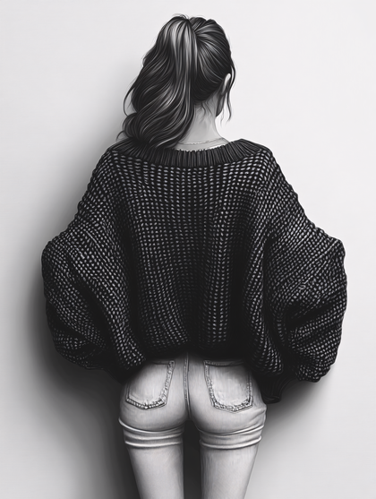Back View Woman in Sweater