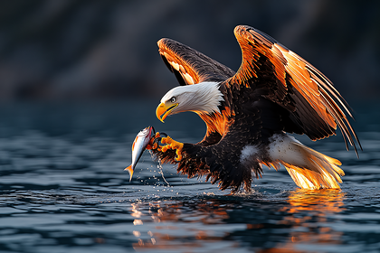 Bald Eagle Catching Fish