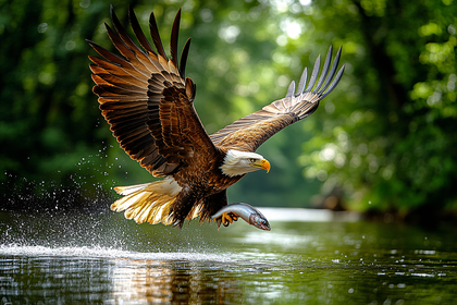 Bald Eagle Catching Fish