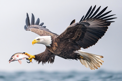 Bald Eagle Catching Fish