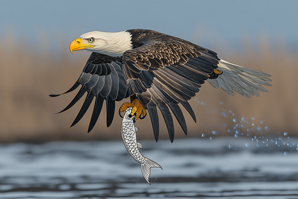 Bald Eagle Catching Fish
