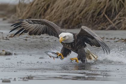 Bald Eagle Catching Fish