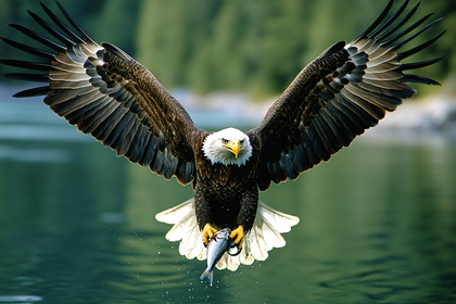 Bald Eagle Catching Fish