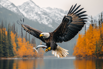 Bald Eagle Catching Fish