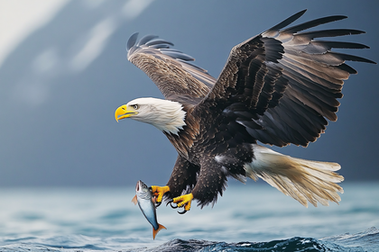 Bald Eagle Hunting Fish