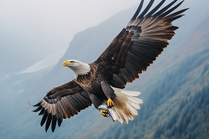 Bald Eagle Hunting Fish