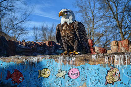 Bald Eagle on Fishy Perch