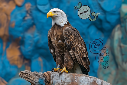 Bald Eagle Perched on Log with Speech Bubble