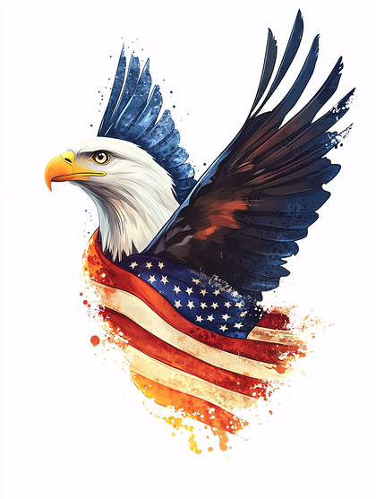 Bald Eagle with American Flag