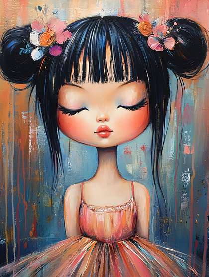 Ballerina Girl With Flowers In Hair