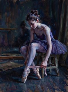 ballerina tying shoes