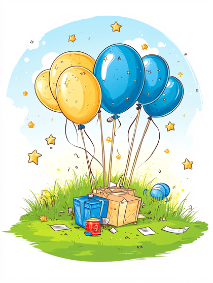 Balloons And Presents Celebration