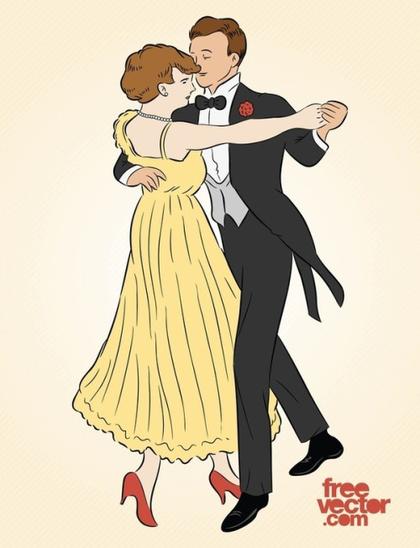 Ballroom Dancers Free Vector