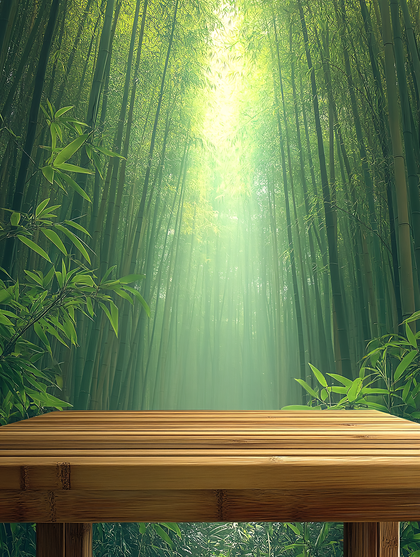 Bamboo Forest With Wooden Platform