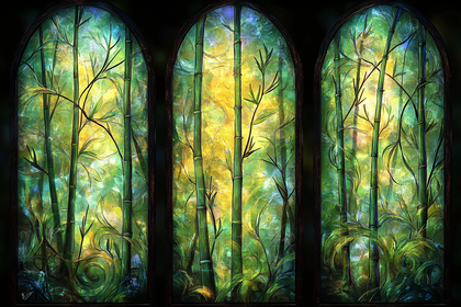 Bamboo Stained Glass Window
