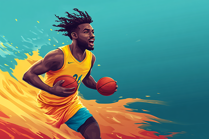 Basketball Player Dribbling Two Balls