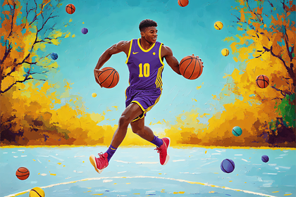 Basketball Player Dribbling Two Balls