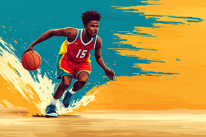 Basketball Player Dribbling Vector Illustration