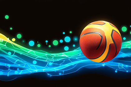 Basketball with Abstract Glowing Waves