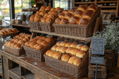 Baskets Of Fresh Croissants