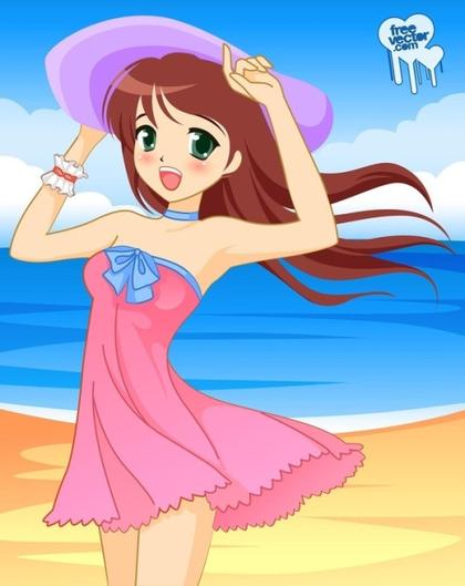 Beach Girl Free Vector