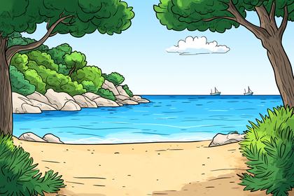 Beach Scene Illustration