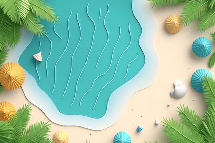 Beach Scene Top View Illustration