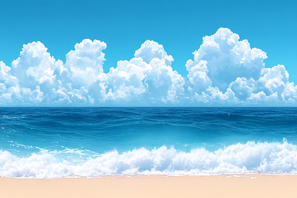 Beach Scene With White Clouds
