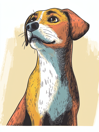 Beagle Dog Vector Illustration Looking Up