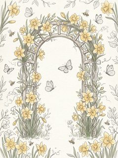 Beautiful Daffodil Garden Archway Illustration