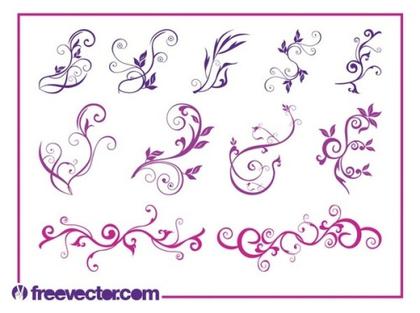 Beautiful Flower Swirls Free Vector