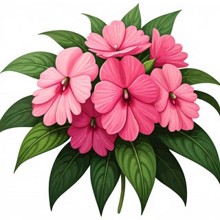 pink impatiens flowers