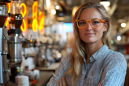 Beautiful Woman in Coffee Shop