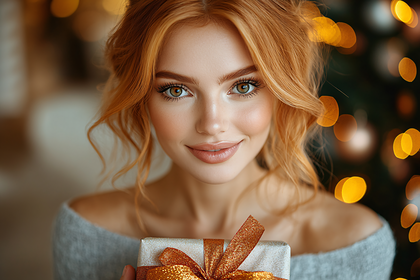 Beautiful Woman with Gift
