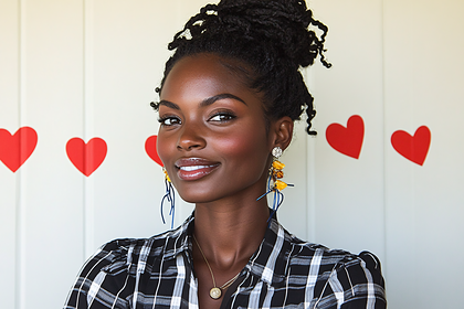 Beautiful Woman with Heart Decorations