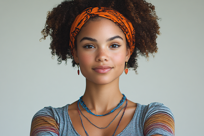 Beautiful Woman with Orange Headband