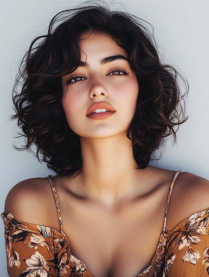 Beautiful Woman With Short Curly Hair