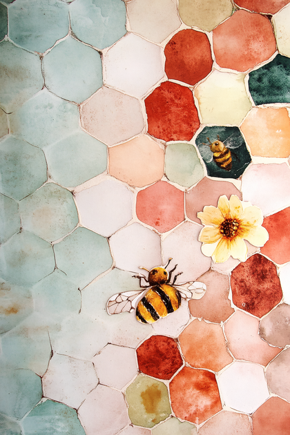 Bees on Hexagon Tiles