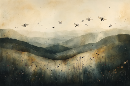 Bees Over Rolling Hills