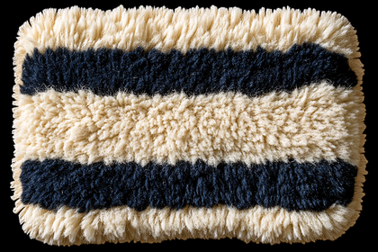Beige And Navy Blue Striped Wool Rug