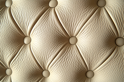 Beige Leather Tufted Upholstery