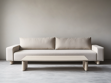 Beige Sofa and Coffee Table