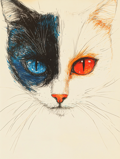 Bicolor Eyed Cat Portrait