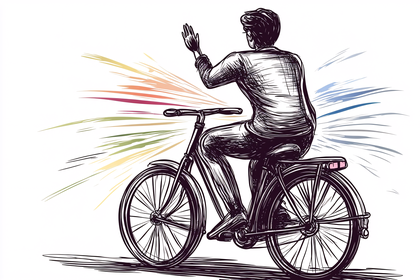 Bicyclist Waving Hello