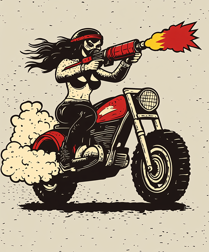 Biker Babe with Flame Thrower