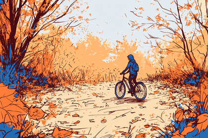Biker in Autumn Scene