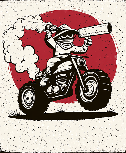 Biker with Smoke Bomb Illustration